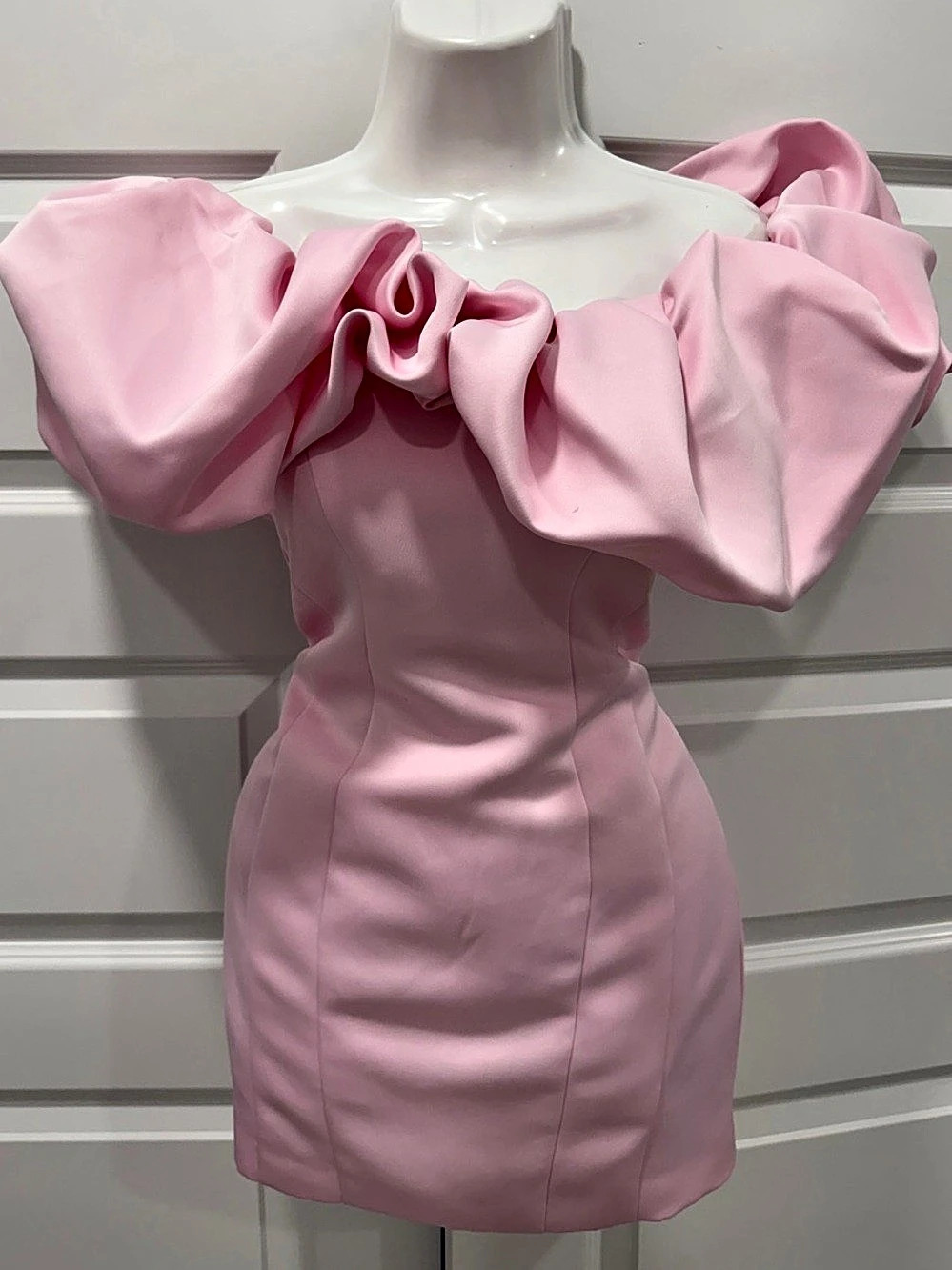 Off The Shoulder Ruffle Mini Dress Pink Mini Puff Sleeve Dress Size